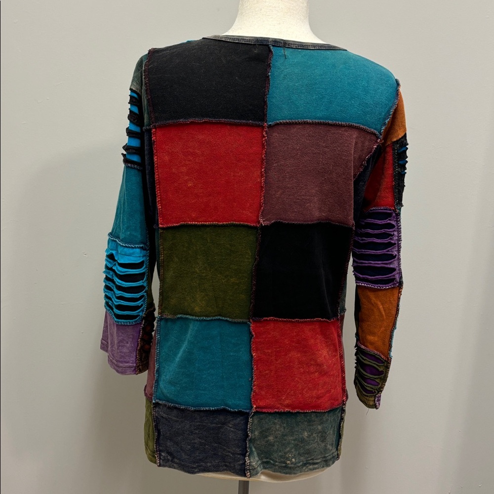 Vtg Rising International Patchwork Texture Shirt … - image 4